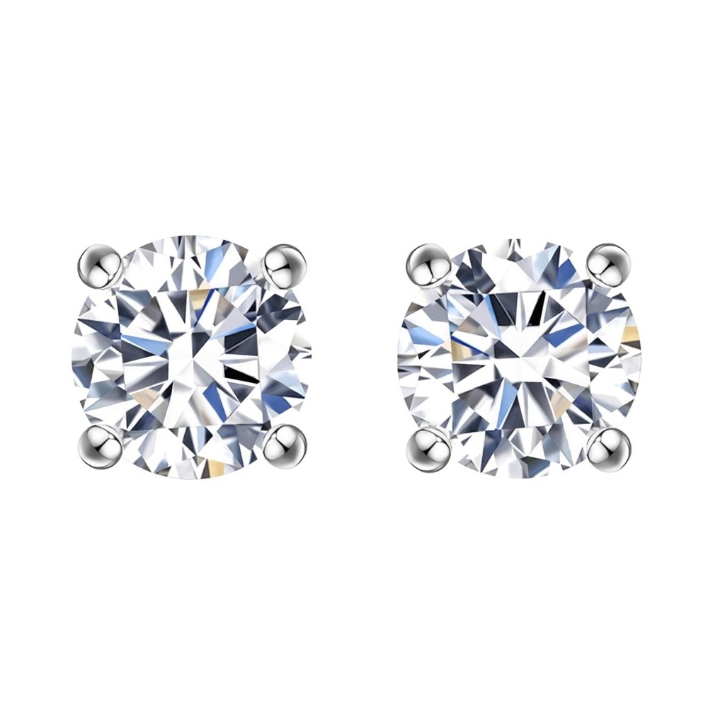 NWT | Certified | 4 Carat Moissanite Diamond Stud Earrings | 925 Sterling Silver